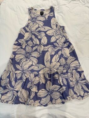 GAP Blue Floral Tank Dress with Cream Blooms